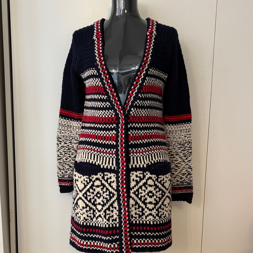 Free People Annabelle Wool Blend Knit Nordic Longline Cardigan S